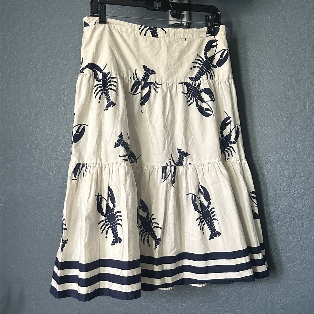 J. Crew rare poplin layered tiered midi skirt white and navy nautical - Picture 5 of 5
